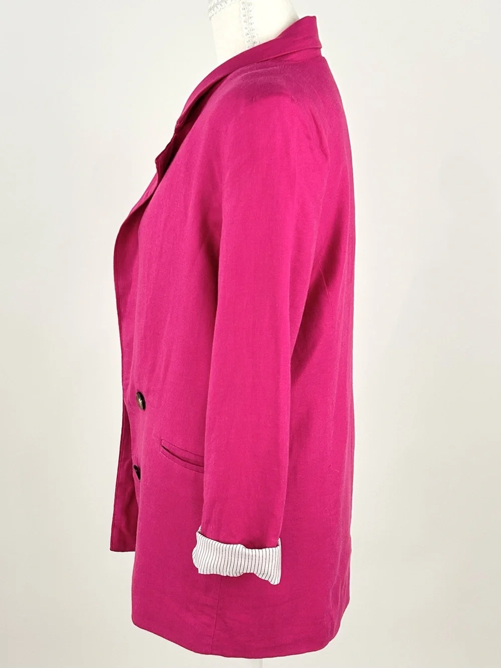 Jules & Leopold Hot Pink Linen Blend Double Breasted Blazer Women’s XS Petite